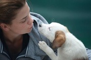 woman with her dog