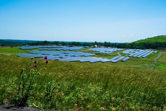 panoramic photo of solar array at i-95 landfill
