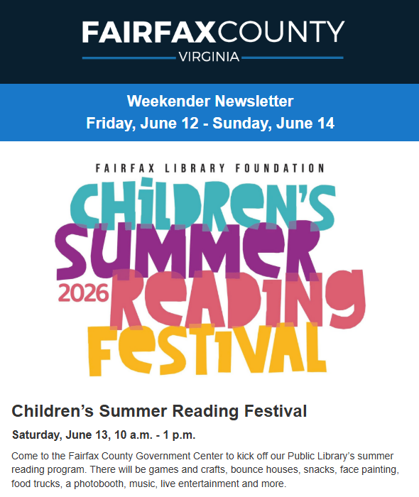 Screenshot of the latest Weekender newsletter.