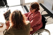 two women talking