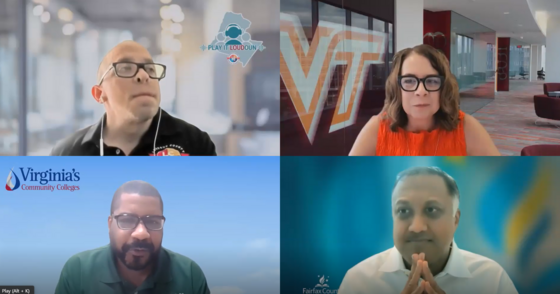 four people in zoom call together