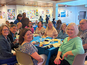 volunteers at dinner table