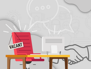 Illustration of a red office chair labeled “Vacant” beside a computer desk, symbolizing a job opening.