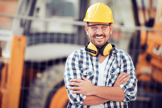 smiling male construction worker