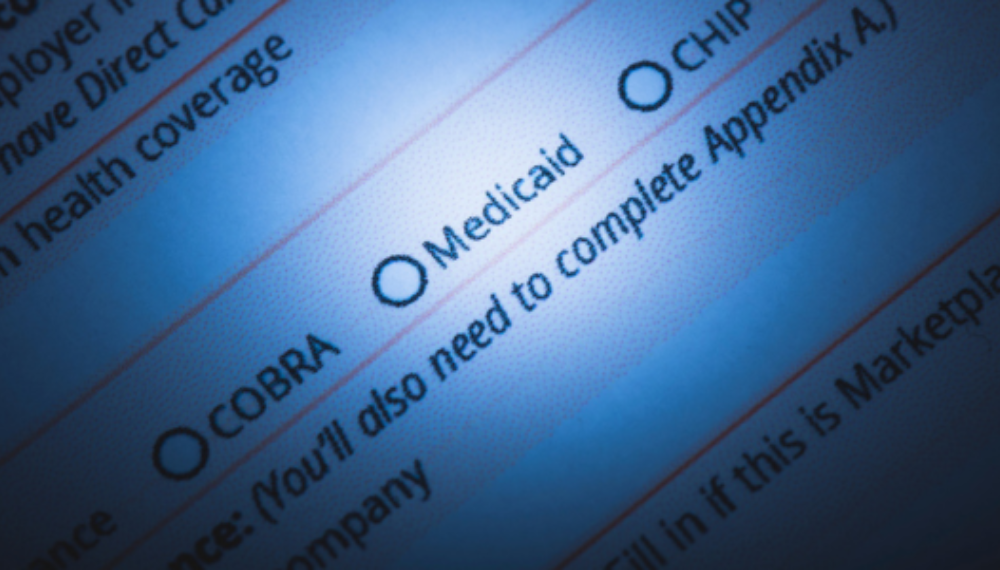 Closeup of a Medicaid form.
