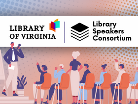 Library of Virginia and Library Speakers Consortium logos with graphic people