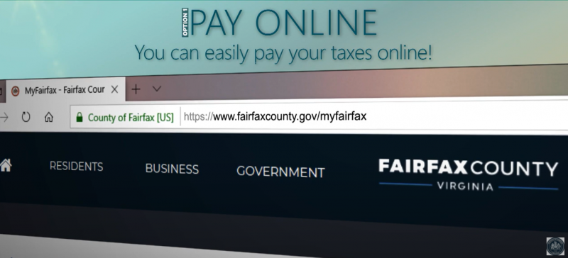 Screenshot of www.fairfaxcounty.gov/myfairfax in a URL.