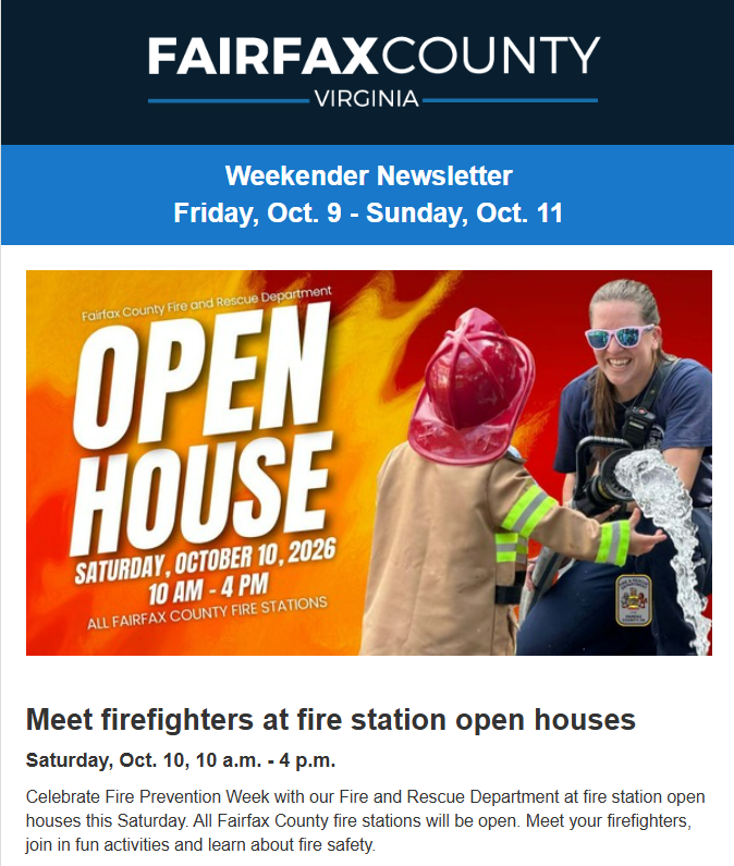 Screenshot of the latest Weekender newsletter.