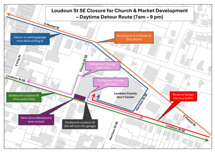 Loudoun Street daytime detour map