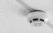 Fire alarm attached to ceiling