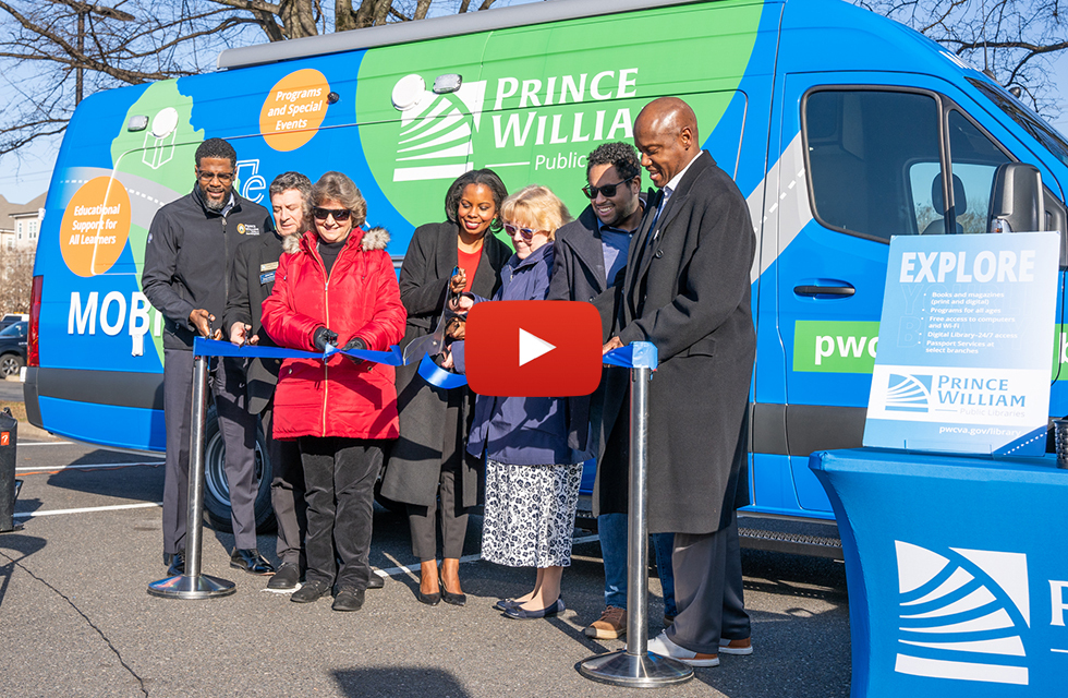Mobile Library ribbon cutting