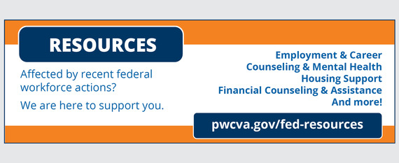 Graphic with url for federal resources pwcva.gov/fed-resources