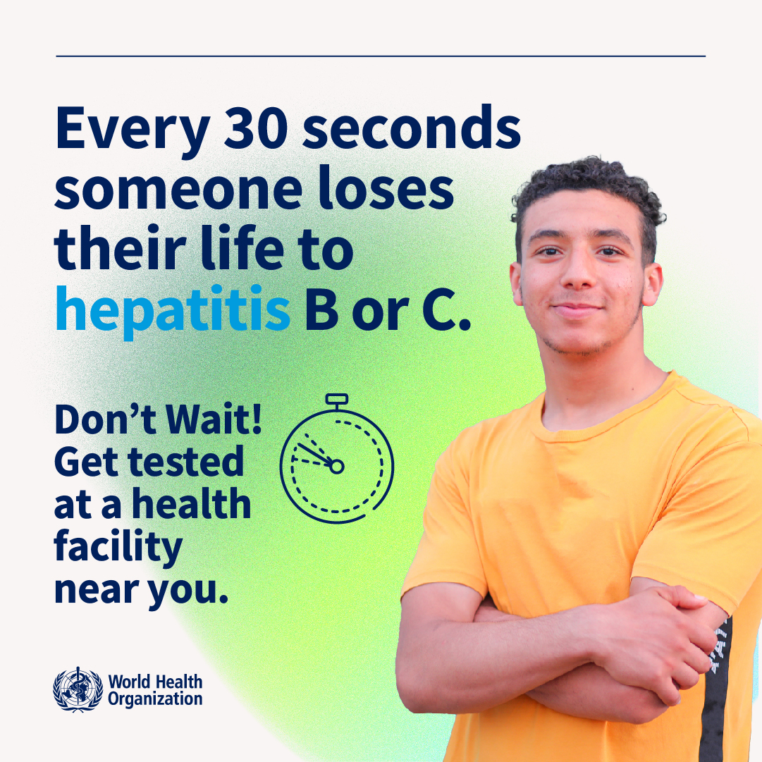 Every 30 Seconds someone loses their life to hepatitis B or C. Don't wait! Get Tested at a health facility near you. 
