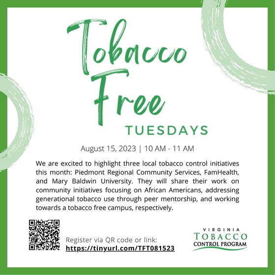 August 2023 Tobacco Free Tuesday Flyer