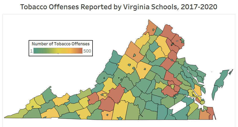 Tobacco Offenses Reported by Virginia Schools, 2017 - 2020