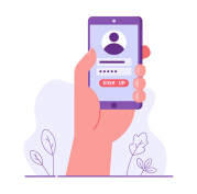 illustration of a hand holding a mobile phone