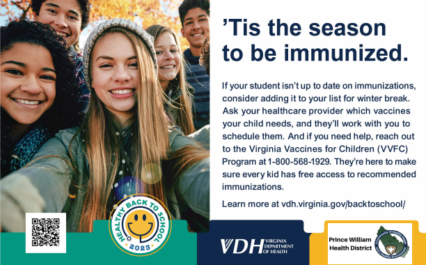 'Tis the season to be immunized. Ask healthcare provider about which vaccines your child needs or call VVFC at 18005681929 if you need help.