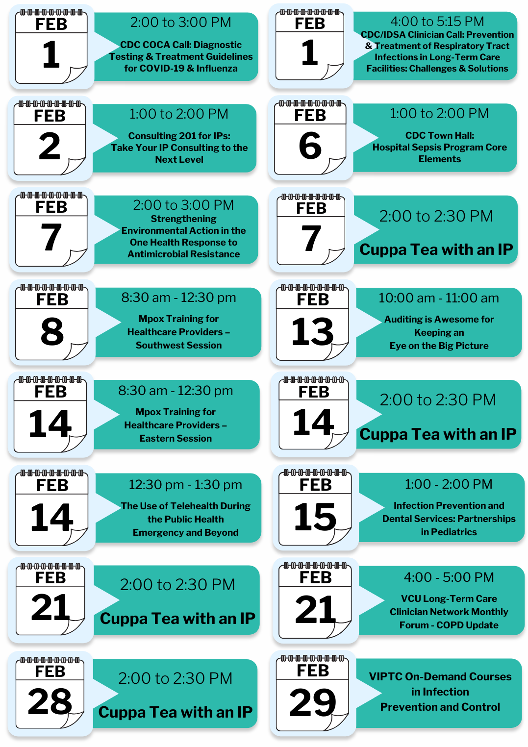 February VIPTA Event Calendar 
