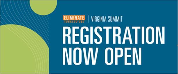 Eliminate Tobacco Use Virginia Summit registration announcement.
