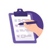 Questionnaire clipboard and hand