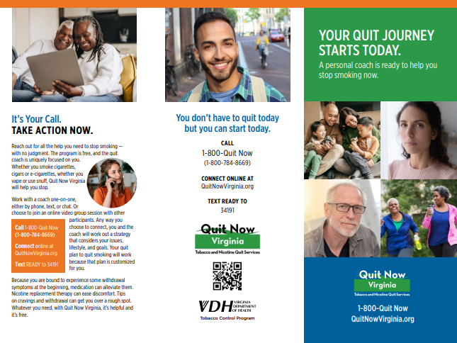 First page of Quit Now Virginia brochure