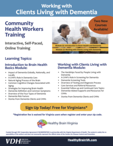 Working with Dementia CHW Course flyer.
