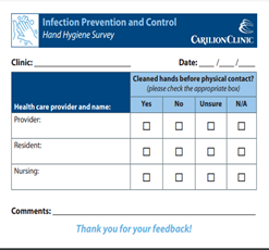 Carilion Clinic Infection Prevention and Control Hand Hygiene Survey