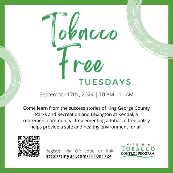 Flyer for September Tobacco Free Tuesday webinar