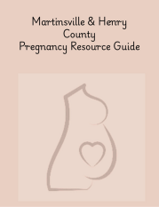 A line drawing representing a pregnant woman's torso from the side with title Martinsville Henry County Pregnancy Resource Guide