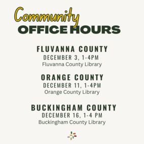 CACF December community office hours schedule. 