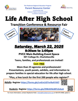 Life After High School Transition Conference & Resource Fair flyer.