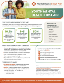 Youth Mental Health First Aid course flyer.