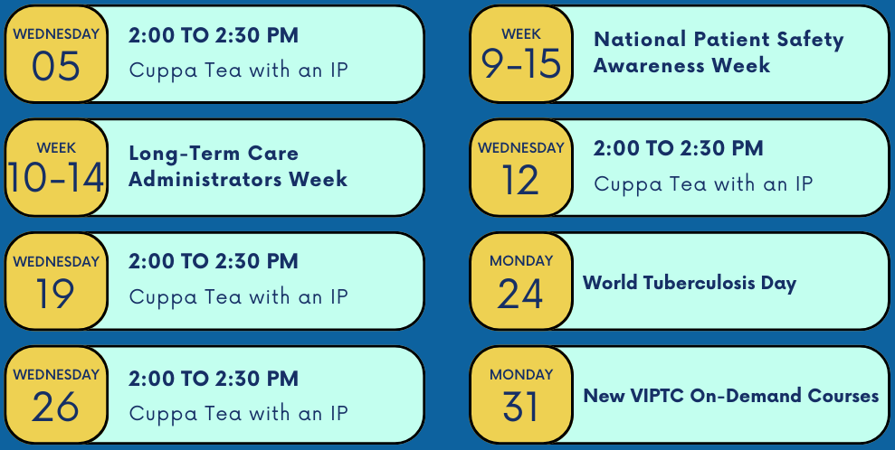 March VIPTA Calendar of Events