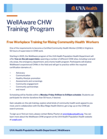 WellAware CHW Workplace Training flyer.