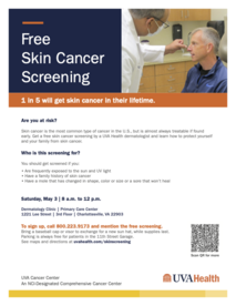 Free skin cancer screening clinic flyer.