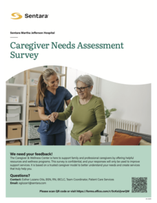 Caregiver needs assessment survey flyer.