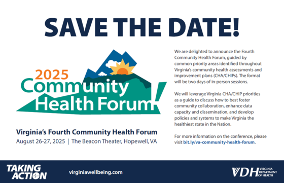 decorative image promoting the community health forum and a link to more information