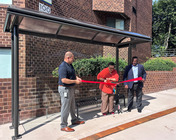 Ribbon cutting of new CAT bus stop.