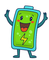 Energized Battery Cartoon Character