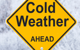 Cold weather ahead sign