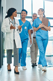 A group of doctors in a hospital