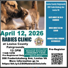 Louisa County Rabies Clinic flyer