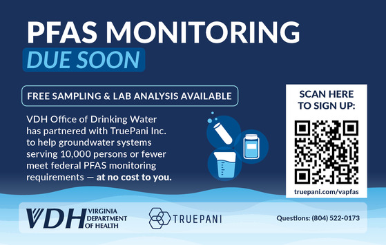 PFAS monitoring due soon. Scan to sign up for sampling assistance.