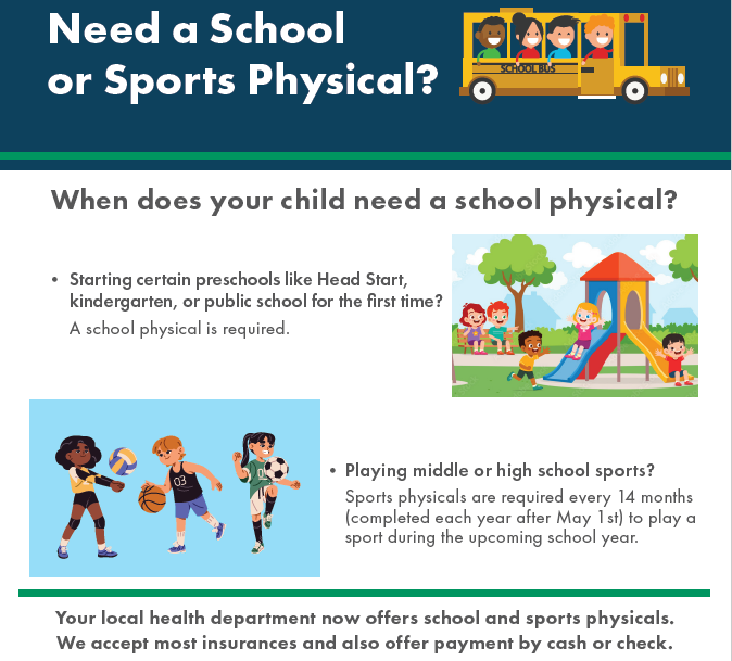 School and Sports Physicals at the Health Department