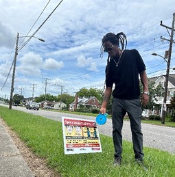 Robert Williams (Community Member) Placing Stroke Smart Yard Signs Throughout Neighborhoods in Norfolk
