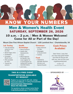 9-26 Know Your Numbers Men's and Women'ss Health Event Flyer
