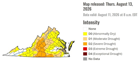 Virginia Drought Map 2026_08_13
