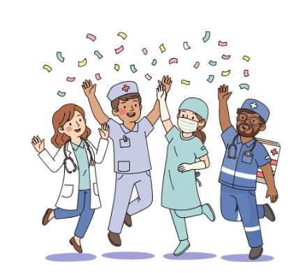 Graphic of Healthcare Workers Celebrating