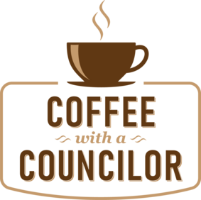 Coffee with a Council logo with coffee cup image