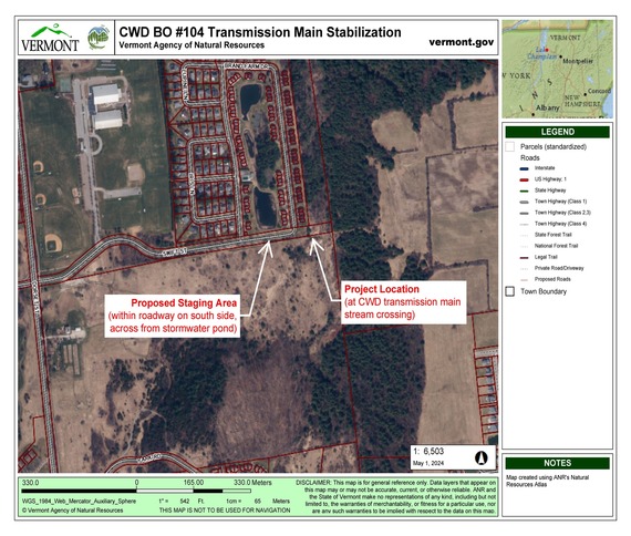 CWD blow off project staging area map